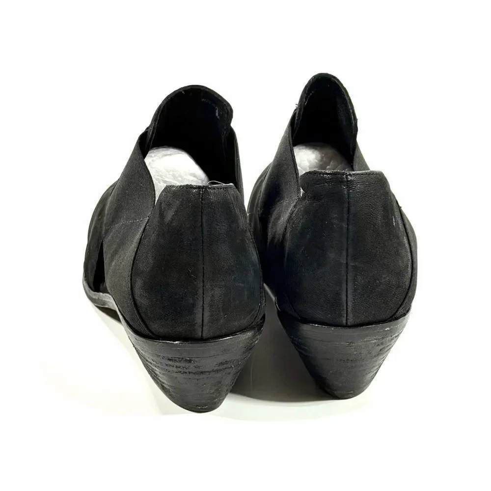 Eileen Fisher Black Suede Leather stretch bootie 7